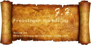 Freisinger Harkány névjegykártya